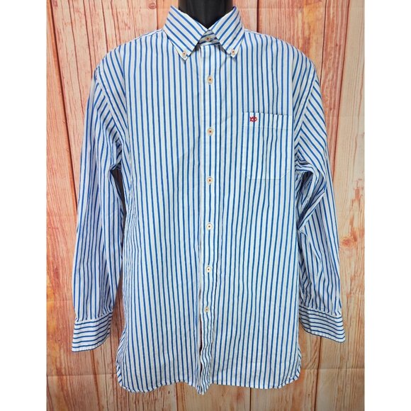 Southern Tide Mens Classic Fit Blue Striped Long Sleeve Dress Shirt Large - Picture 1 of 8